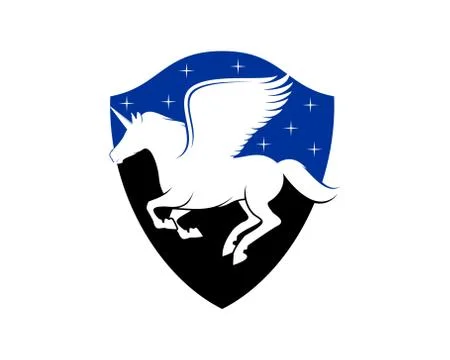 Flying unicorn in the shield Stock-Illustration