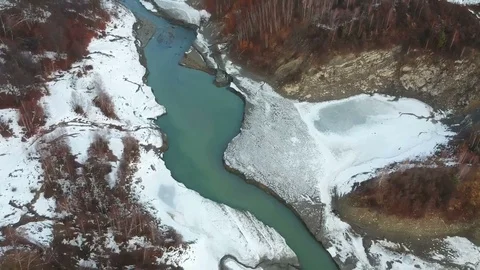 Flying upstream a river valley in Ciucas mountains, Romania Stock Footage 103317136