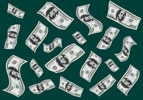 Flying of US dollar banknote. Vector illustration. Stock Illustration