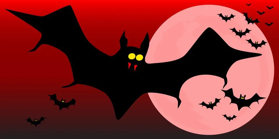 Flying Vampire Bats Stock Illustration