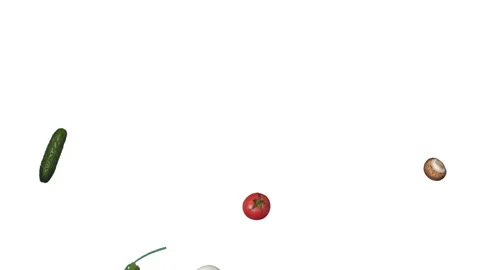 Flying Vegetables Isolated Stock Footage 134791835