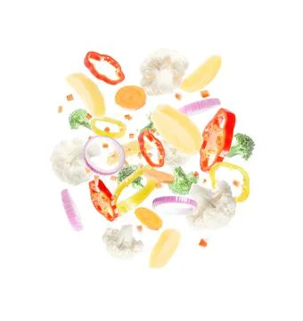 Flying vegetables on a white background Stock Photos
