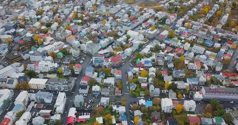 Flying view of Reykjavik Stock Footage 106046184