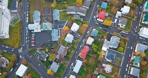 Flying view of Reykjavik Stock Footage 106046727
