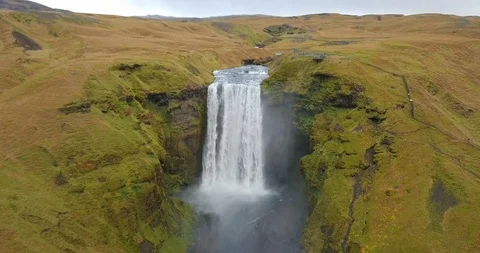 Flying view of the Skógafoss Stock Footage 106165928