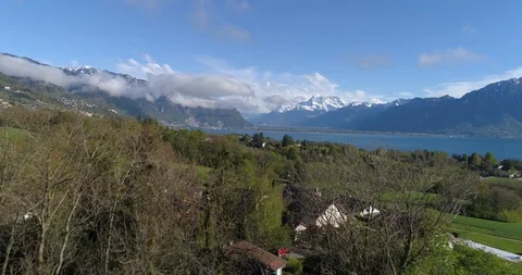 Flying view from St-Légier la Chiésaz (part 2) - Aerial 4K Stock Footage 107042666
