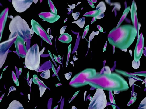 Flying Violet Blue Green Flower Petals Falling Transition Alpha matte Loop 4k Stock Footage 71894992