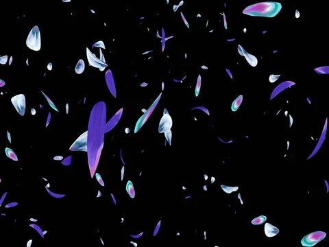 Flying Violet Blue Green Flower Petals Falling Background Alpha matte Loop 4k Stock Footage 73157376