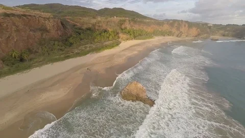 Flying to a virgin beach Stock Footage 78950851