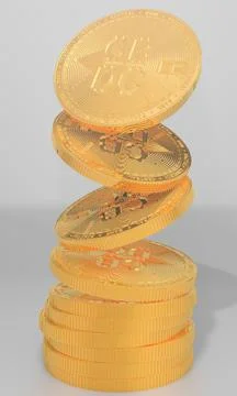 Flying virtual crypto coins on gold background.Realistic 3d illustration of CBDC Stock Illustration