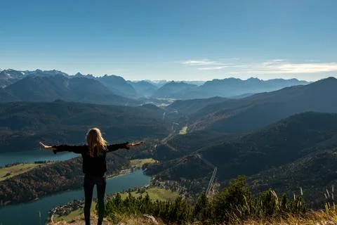 Flying to the Walchensee Stock Photos