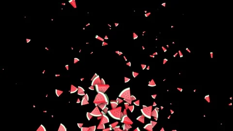 Flying Watermelon Slices, Animation, Loop, 60fps, with Alpha Matte 库存影片 245446215