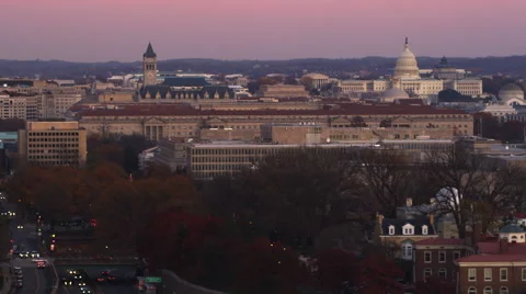 Flying by Webster University in Washington DC with Harry S. Truman Building and Stock Footage 59188159
