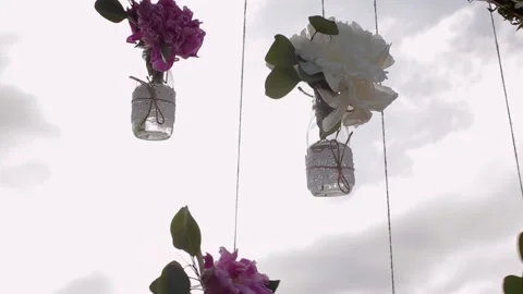 Flying Wedding Decoration Stock Footage 153709896