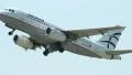 Flying white airliner lift off from airport track HD Footage