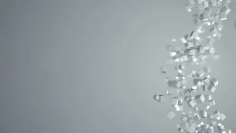 Flying white cubes on the edge seamless loop 3D render animation Stock Footage 118797672
