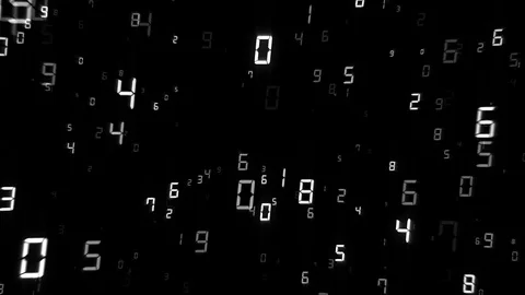 Flying white digits in a black space loop Vidéo 99712299