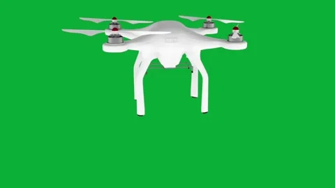 Flying white drone animation on green screen background Stock Footage 313602434