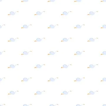 Flying white geese seamless pattern on white background Stock Illustration