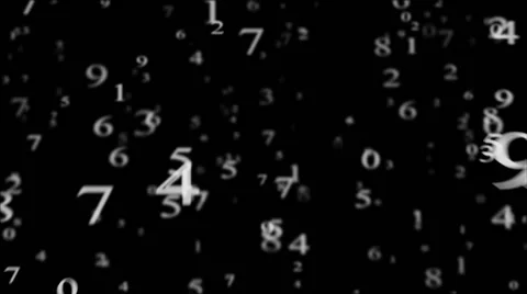 Flying white numbers on black Stock Footage 64413868