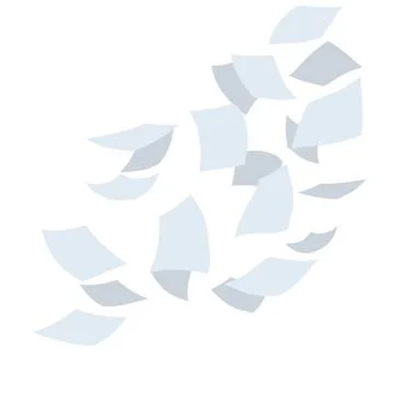 Flying white paper file documents. Illustrazione stock