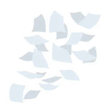 Flying white paper file documents. The element of working with letter Stock Illustration