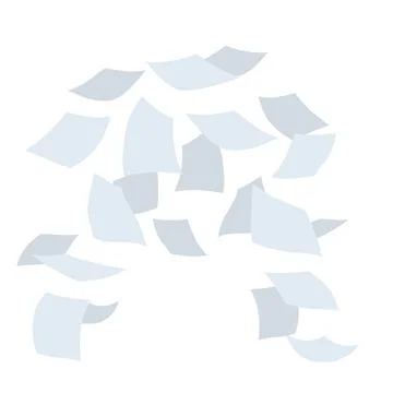 Flying white paper file documents. The element of working with letters Stock Illustration