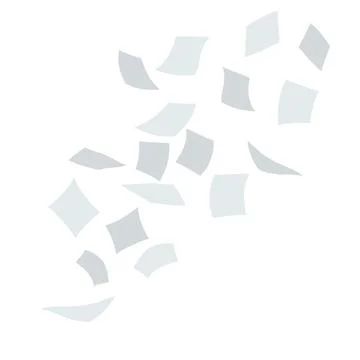 Flying white paper file documents. Left office trash Stock Illustration