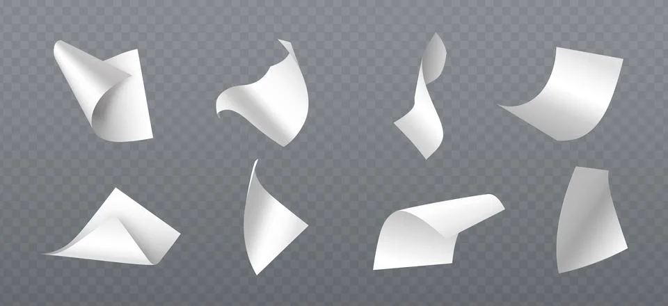 Flying white paper sheets 3d mockup Illustrazione stock