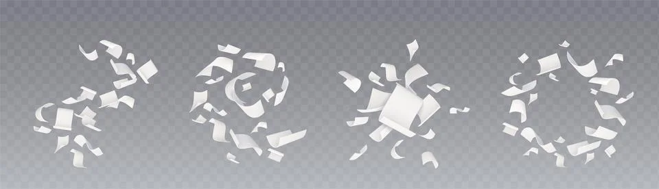 Flying white paper sheets. Stock Illustration