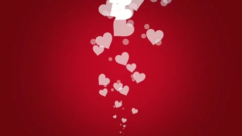 Flying white romantic hearts animation on red gradient background Stock Footage 314161698