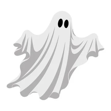 Flying white sheet Halloween ghost vector illustration Иллюстрация
