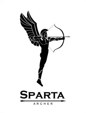 Flying Winged Sparta Archery in Black 1 leg Stock Illustration