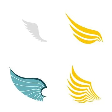 Flying wings symbol set creating abstract icons Illustration