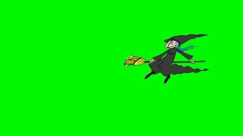 FLYING WITCH ON BROOMSTICK Stock Footage 86195684