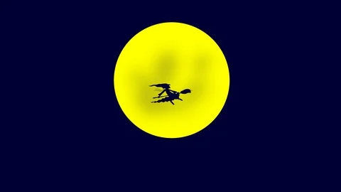 FLYING WITCH ON BROOMSTICK Video stock 86195687