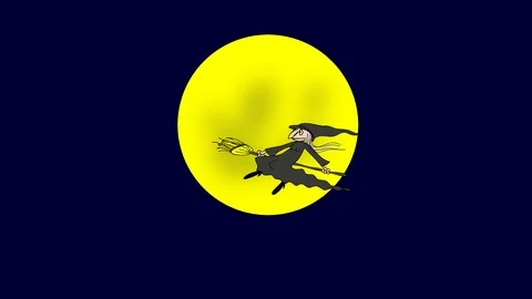 FLYING WITCH ON BROOMSTICK Stock Footage 86195697