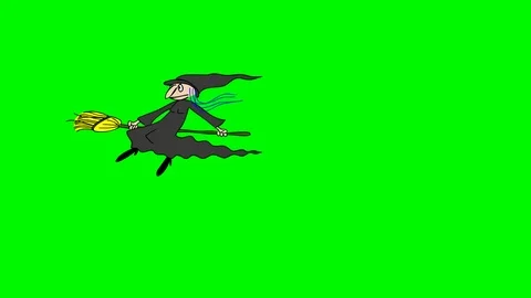 FLYING WITCH ON BROOMSTICK Video stock 86195700