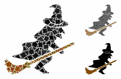 Flying witch Composition Icon of Rough Elements Illustrazione stock