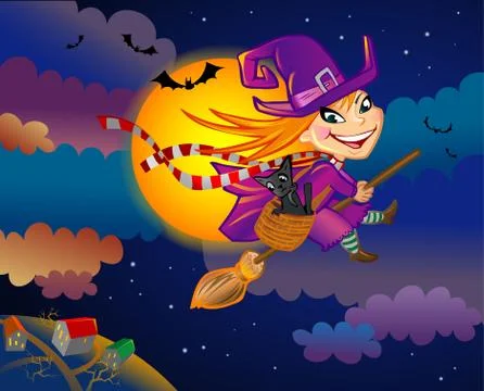 The flying witch Stock Illustration