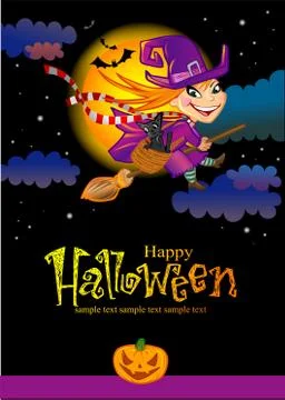 The flying witch Stock Illustration