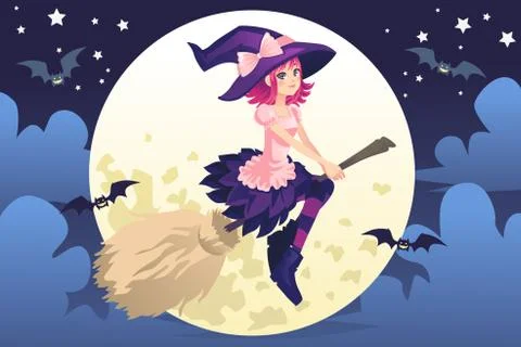 Flying witch Illustrazione stock