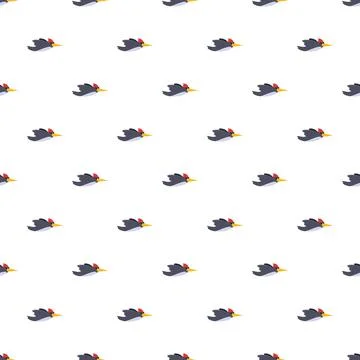 Flying woodpecker vector pattern creating seamless wildlife background Stock Illustration