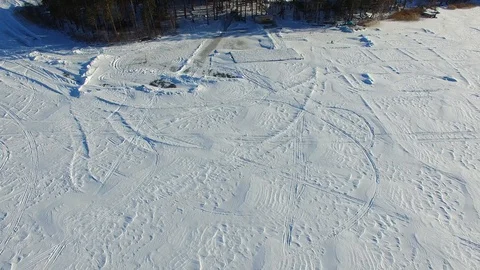 Flying in the woods in winter Stock Footage 87473679
