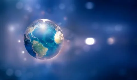 Flying World with Glowing Lights on a Map Stock Illustration