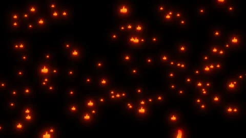 Flying yellow glowing particles in the shape of a finger up on a black backg Stock Footage 269001429