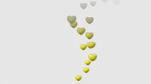Flying Yellow Hearts Animation. Alpha Channel. Stock Footage 196219490