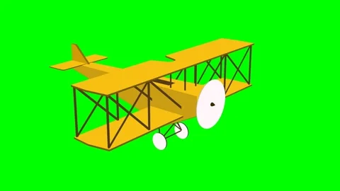 Flying yellow plane and changing angle and rotation of  degrees, has a rotating Stock Footage 285951151
