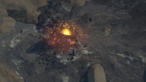 Flyover of an active volcano Stock Footage 194406239