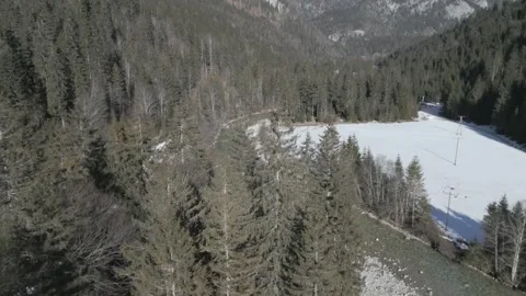 A flyover of an alpine river, captured in D-Log for flexible post-production Stock Footage 301604985